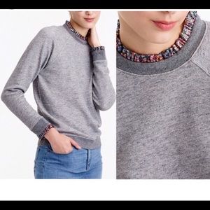 J. Crew ruffle trim raglan sweatshirt